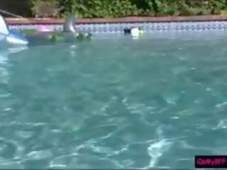Terrific Lesbian x rated clip During A Wild Pool Party