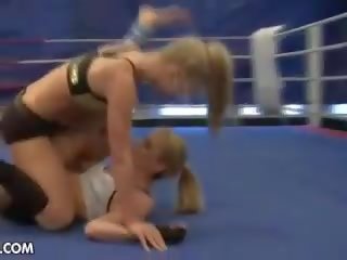 Tremendous young blondes fighting