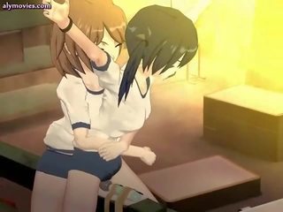 Animated lesbians playing with oýnawaç