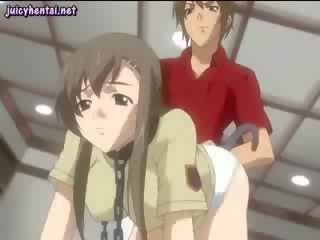 Anime stunner cieszy się za analny dildo